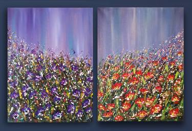 Diptych "Wild Flowers" - original floral fantasy thumb