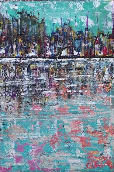 Original Abstract Cities Paintings by Natalia Toderica