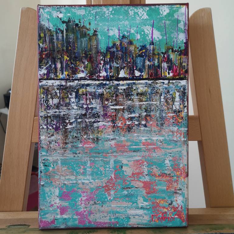 Original Abstract Cities Painting by Natalia Toderica