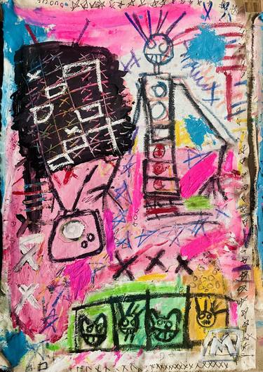 Original Abstract Expressionism Graffiti Painting by Dominic Massaro