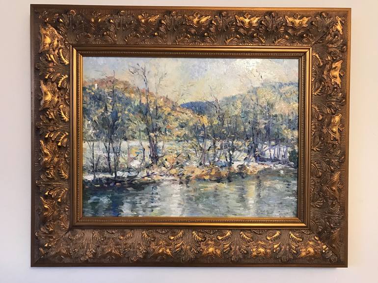 March Susquehanna River Bank Oneonta NY Painting by Steven Hagy ...