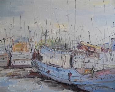 Original Fine Art Boat Paintings by weixue Luo