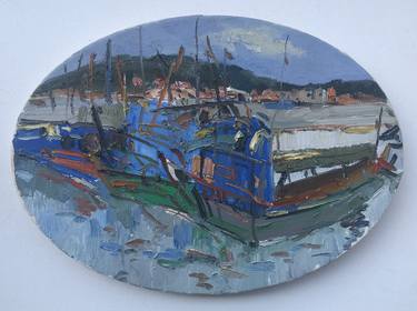 Original Fine Art Boat Paintings by weixue Luo