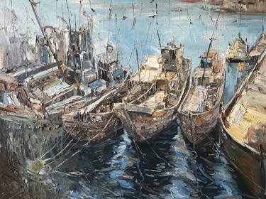 Original Fine Art Boat Paintings by weixue Luo