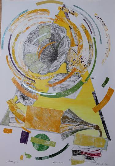 Original Abstract Expressionism Music Mixed Media by Consuela Grigorescu
