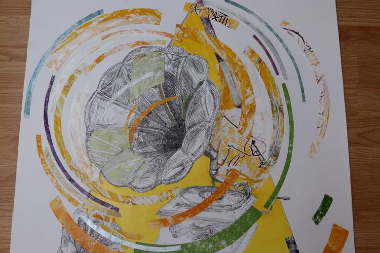 Original Abstract Expressionism Music Mixed Media by Consuela Grigorescu