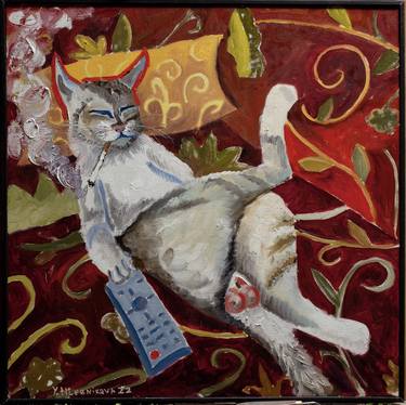 Original Impressionism Cats Paintings by Yana Khliebnikova