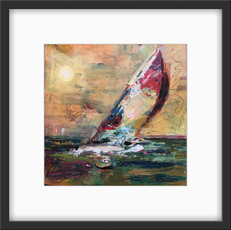 Original Abstract Sailboat Painting by Carol Bednarski