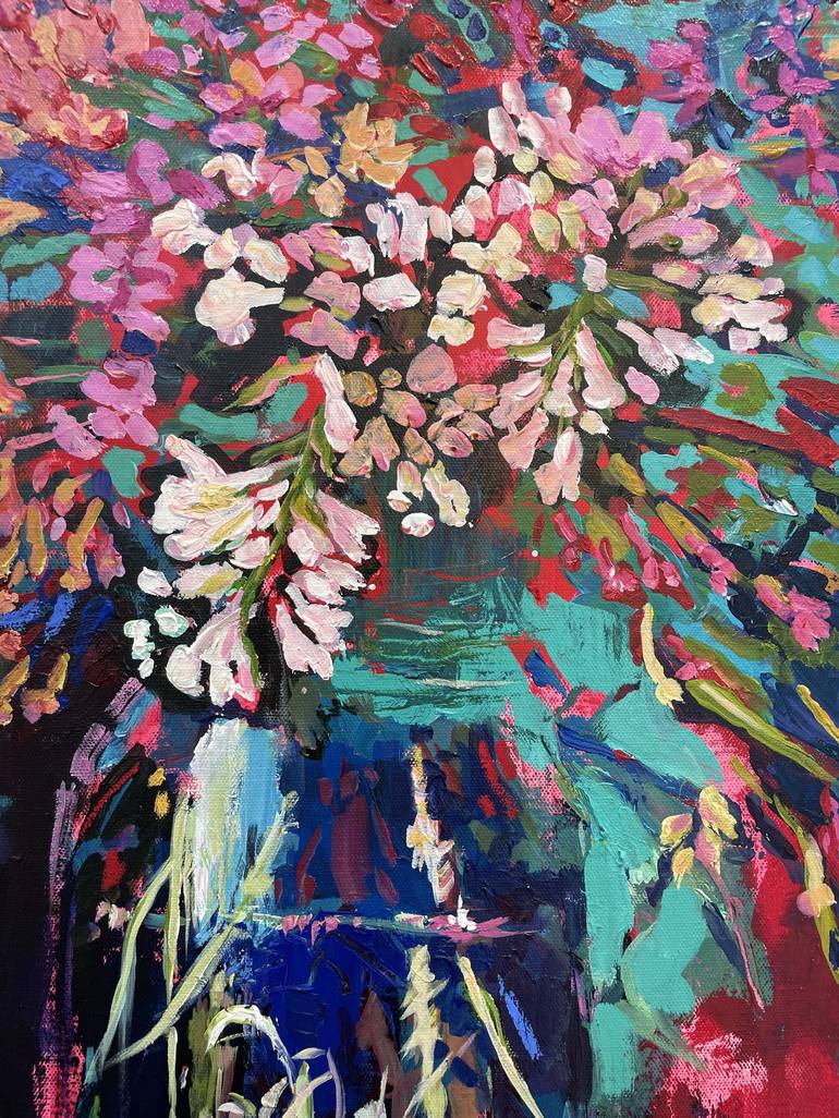 Original Abstract Floral Painting by Carol Bednarski