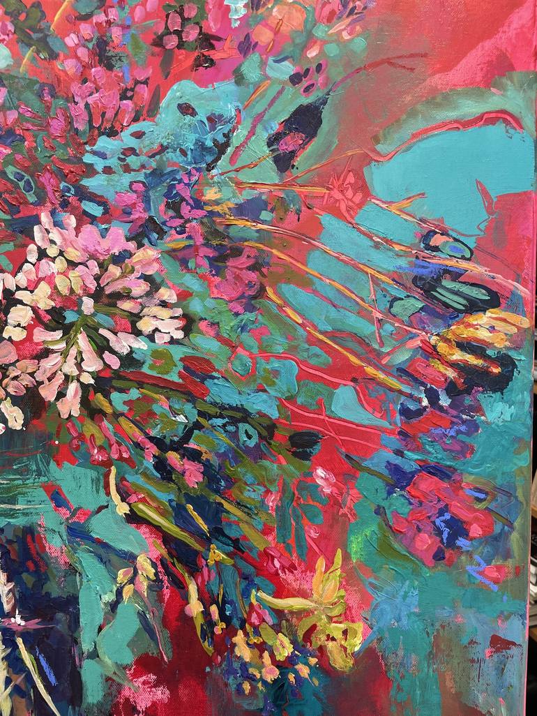 Original Abstract Floral Painting by Carol Bednarski