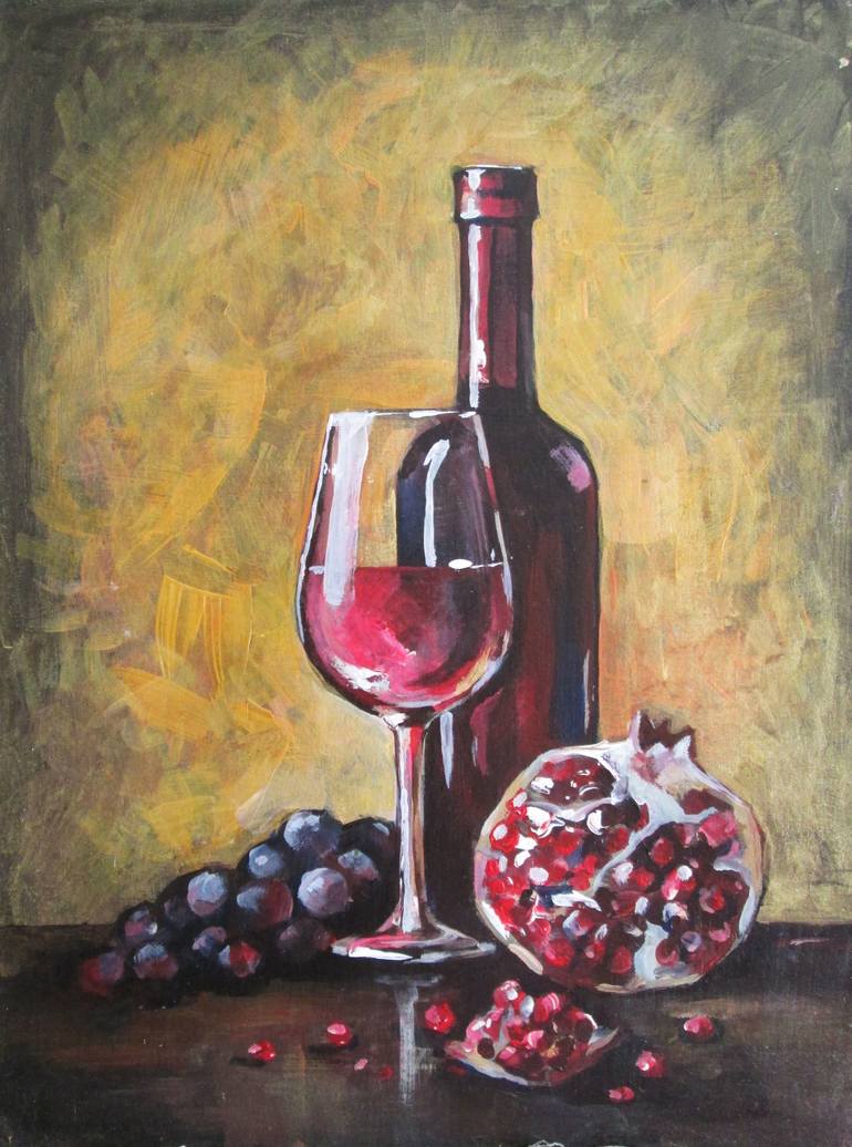 Wine still life Painting by Galina Lyutaeva | Saatchi Art