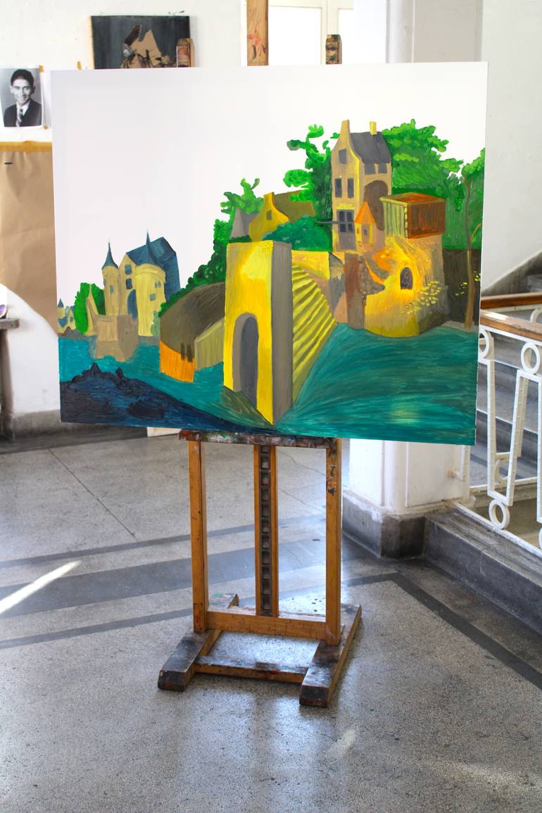 Original Abstract Expressionism Architecture Painting by Arkadi Martyniuk