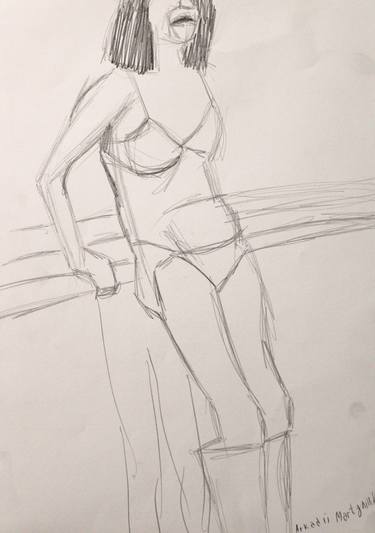 Original Abstract Expressionism Body Drawing by Arkadii Martyniuk