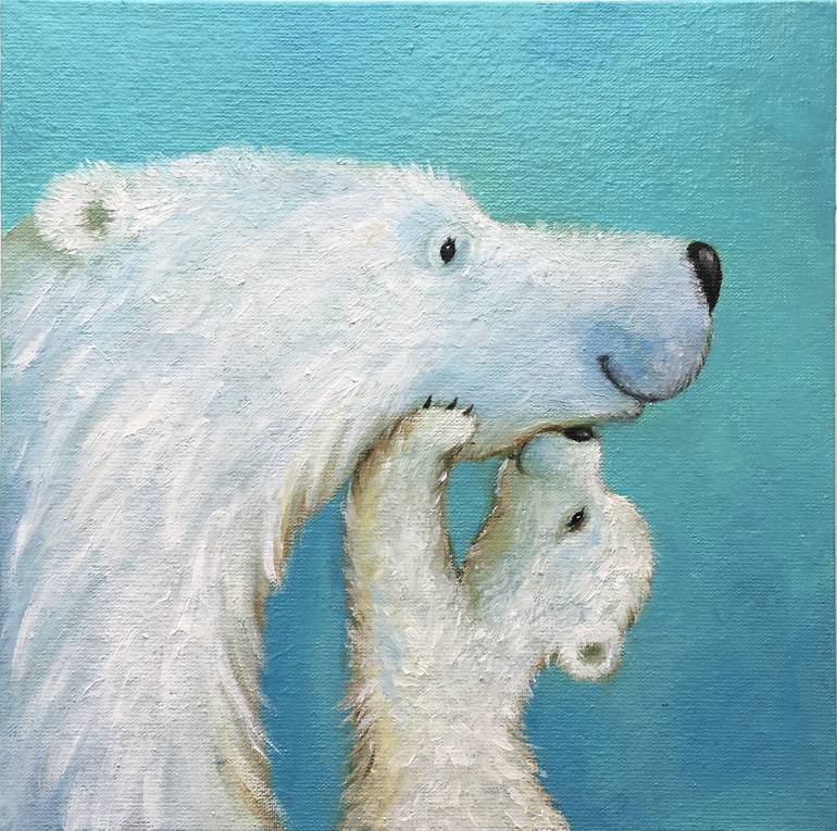 Polar Bear and Cub Painting by Alla Kyzymenko | Saatchi Art