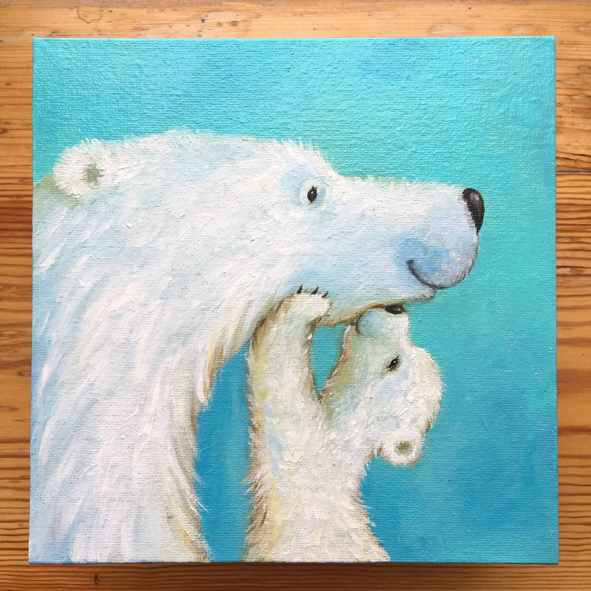 Polar Bear And Cub Painting By Alla Kyzymenko Saatchi Art