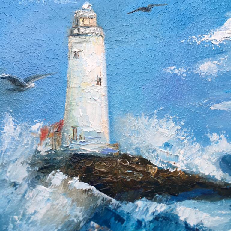 Lighthouse Painting Painting by Alla Kyzymenko | Saatchi Art