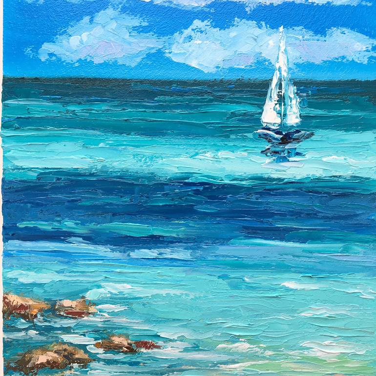 Original Impressionism Seascape Painting by Alla Kyzymenko