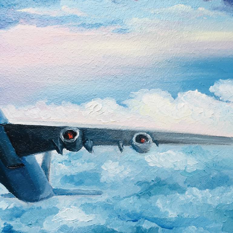 Original Aeroplane Painting by Alla Kyzymenko