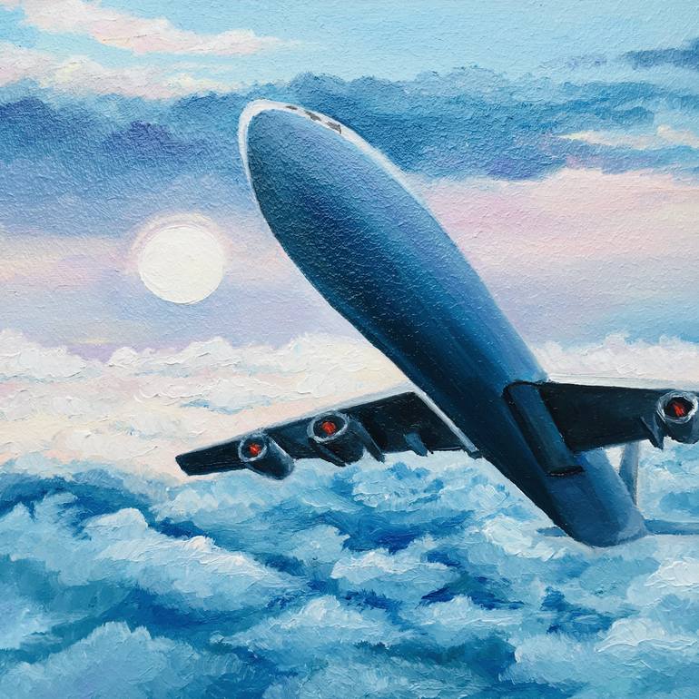 Original Fine Art Aeroplane Painting by Alla Kyzymenko
