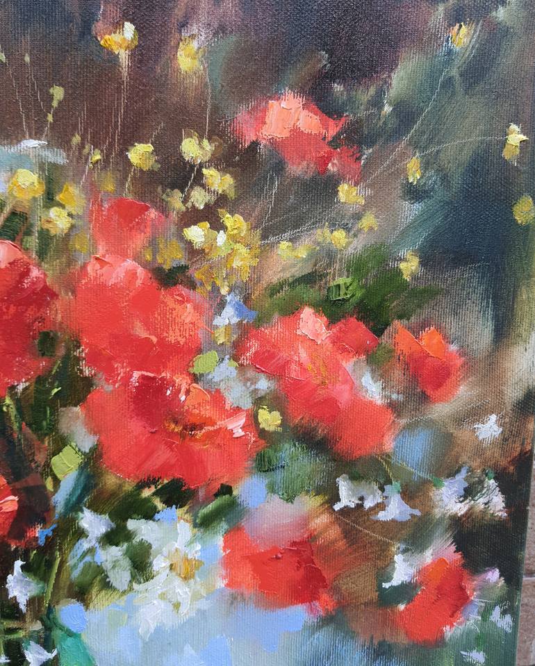 Original Art Deco Floral Painting by Olha Laptieva