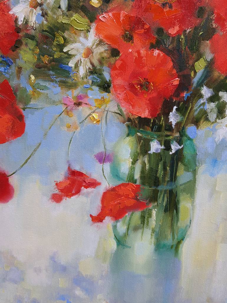 Original Art Deco Floral Painting by Olha Laptieva