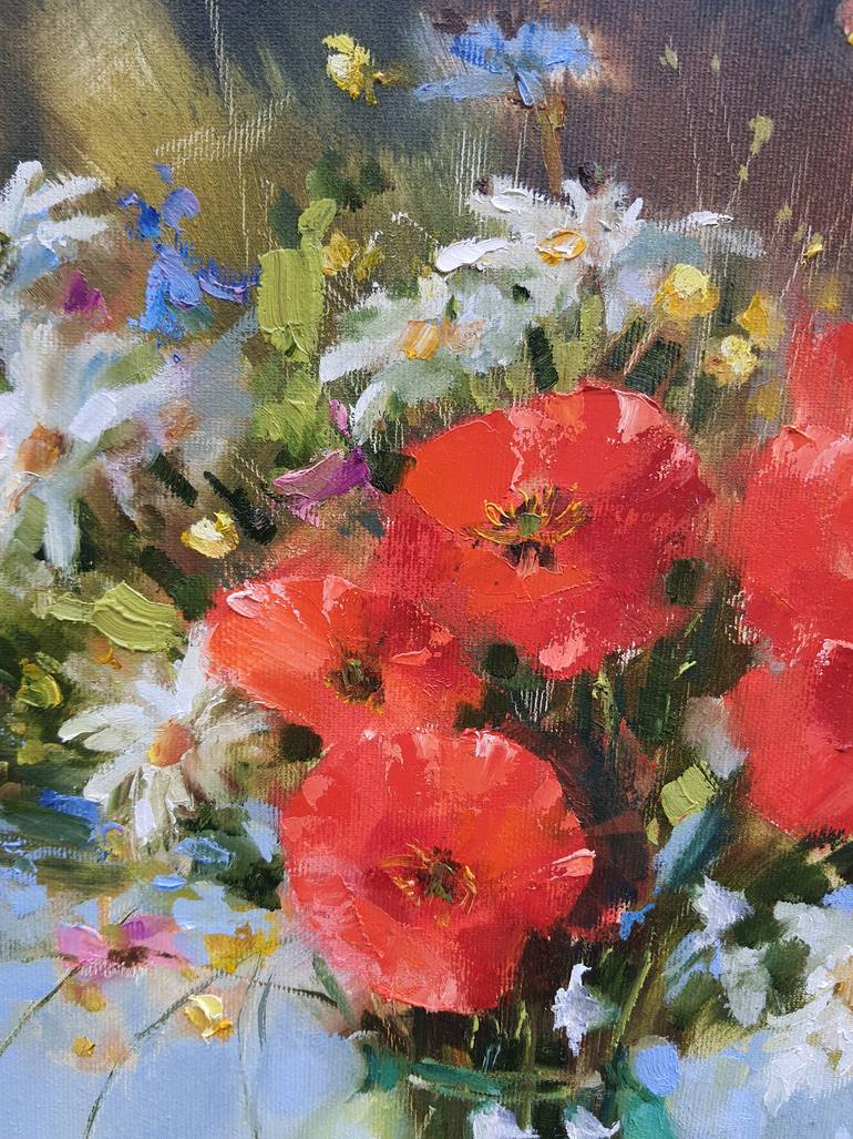Original Art Deco Floral Painting by Olha Laptieva