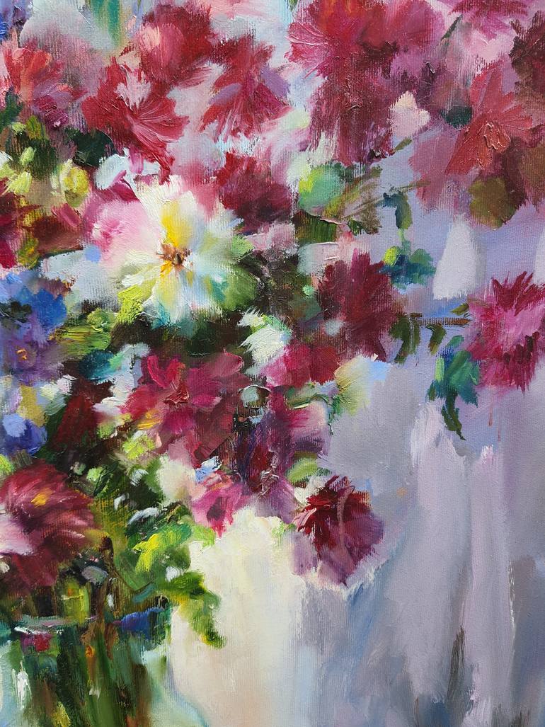 Original Art Deco Floral Painting by Olha Laptieva