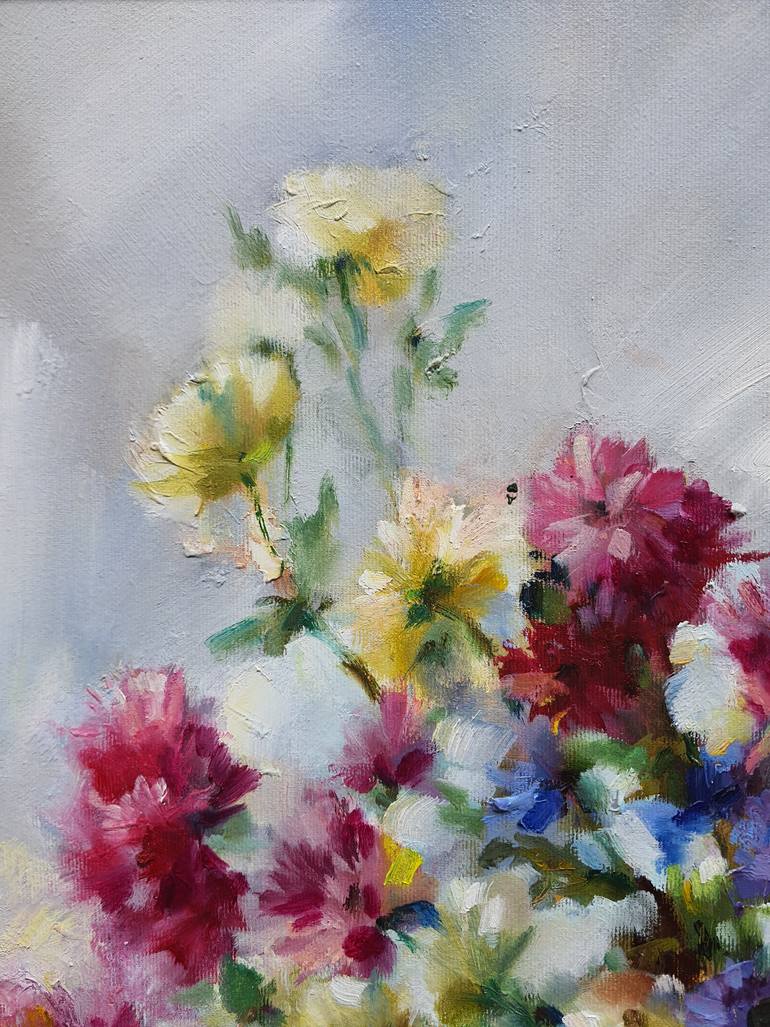 Original Art Deco Floral Painting by Olha Laptieva