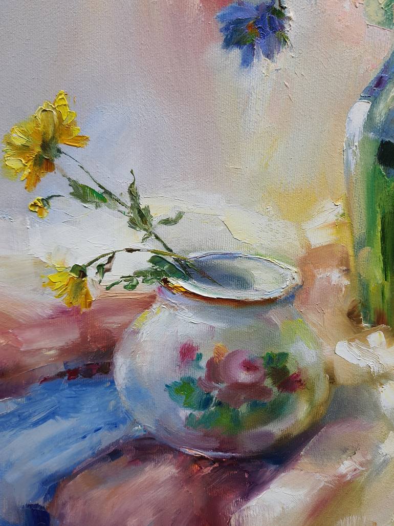 Original Art Deco Floral Painting by Olha Laptieva