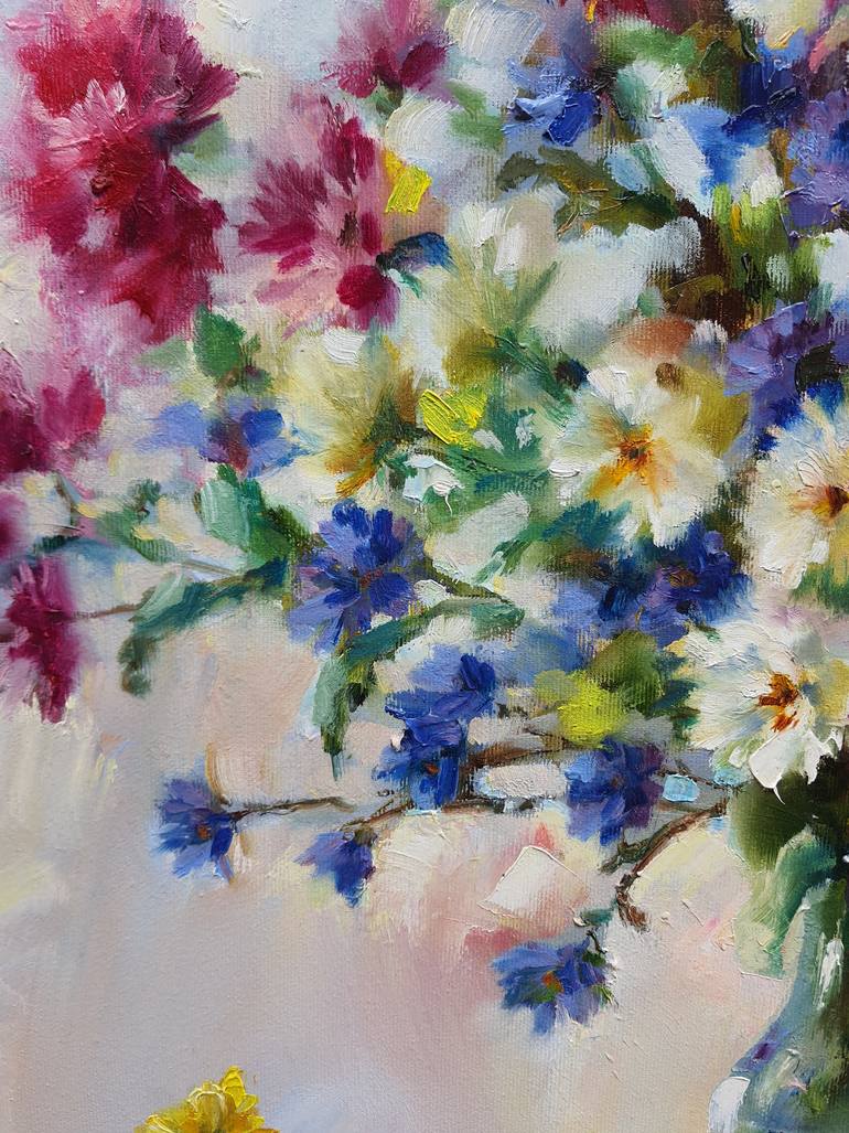 Original Art Deco Floral Painting by Olha Laptieva