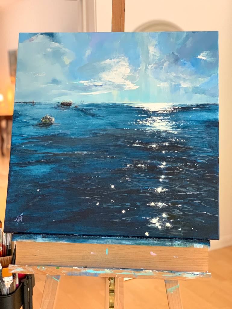 Original Impressionism Seascape Painting by Sandra Gebhardt-Hoepfner