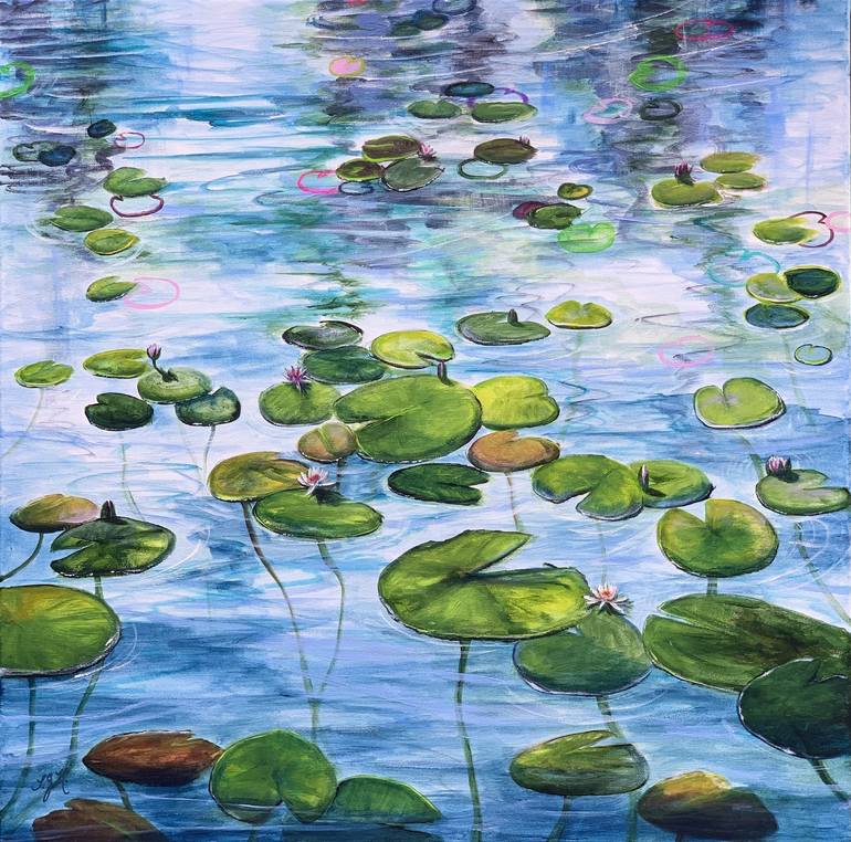 Waterlilies 4 Painting by Sandra Gebhardt-Hoepfner