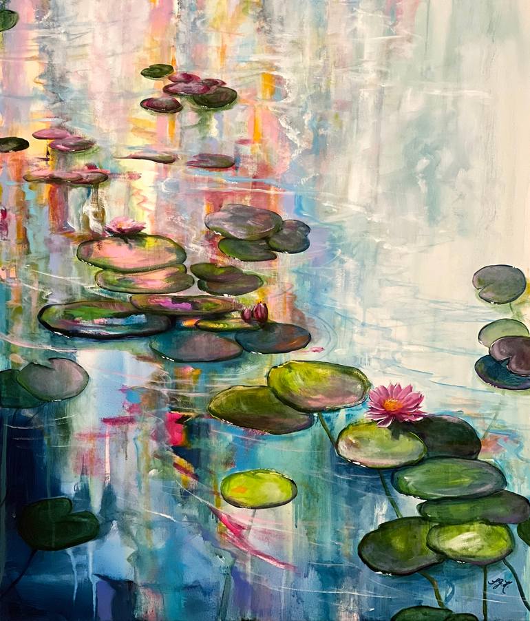 Water Lilies 5 Painting by Sandra Gebhardt-Hoepfner | Saatchi Art
