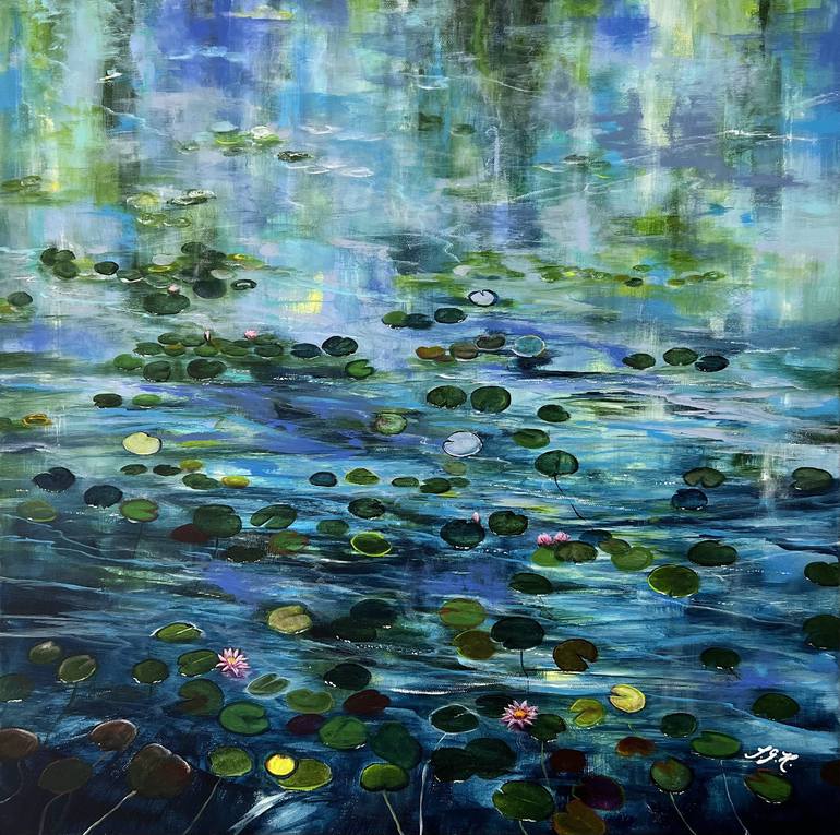 Water Lilies 8 Painting by Sandra Gebhardt-Hoepfner | Saatchi Art