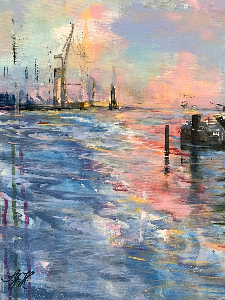 Original Impressionism Sailboat Painting by Sandra Gebhardt-Hoepfner