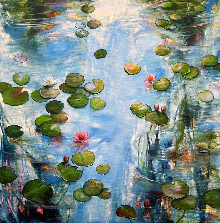 Sunshine On The Pond 1 Painting by Sandra Gebhardt-Hoepfner | Saatchi Art
