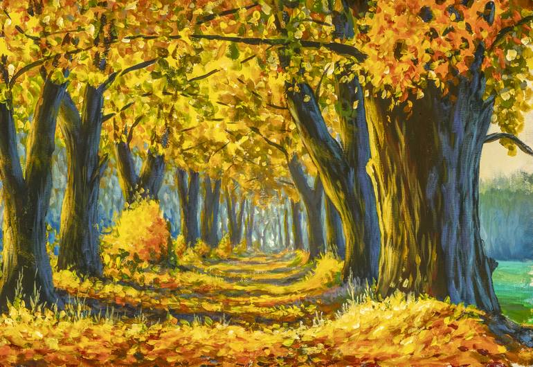 Beautiful Autumn Forest Park Landscape Painting Painting By Valery   7059521 HSC00001 7 