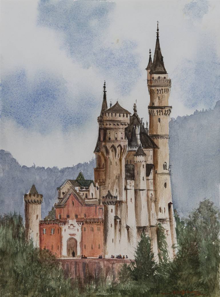 Neuschwanstein Castle Art Print  Castle painting, Castle art,  Neuschwanstein castle