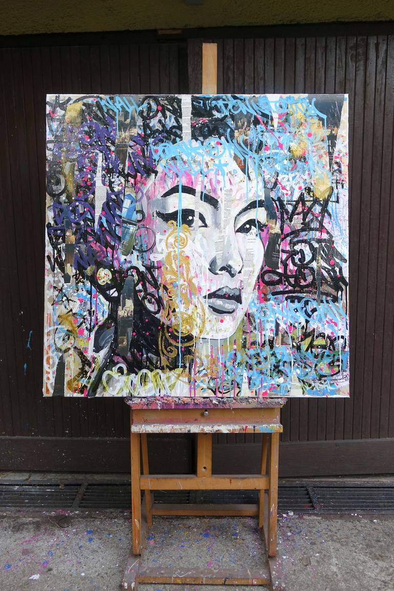 Original Street Art Portrait Painting by Tomasz Brynowski