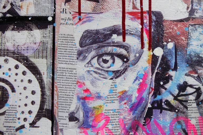 Original Abstract Expressionism Graffiti Mixed Media by Tomasz Brynowski