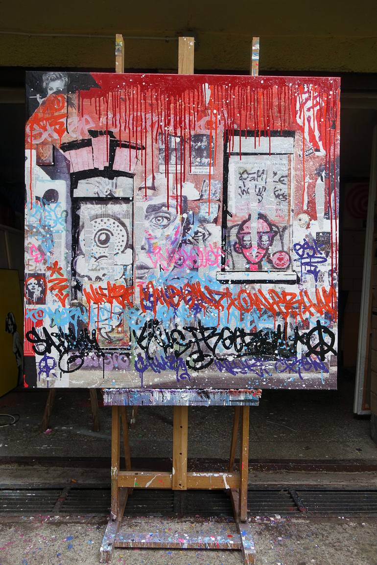 Original Abstract Expressionism Graffiti Mixed Media by Tomasz Brynowski
