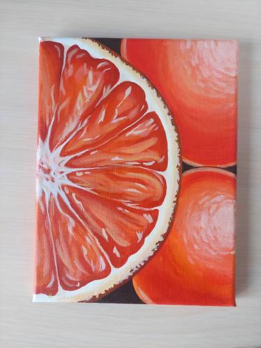 Orange -  realism, painting on canvas, orange, fruit,print thumb