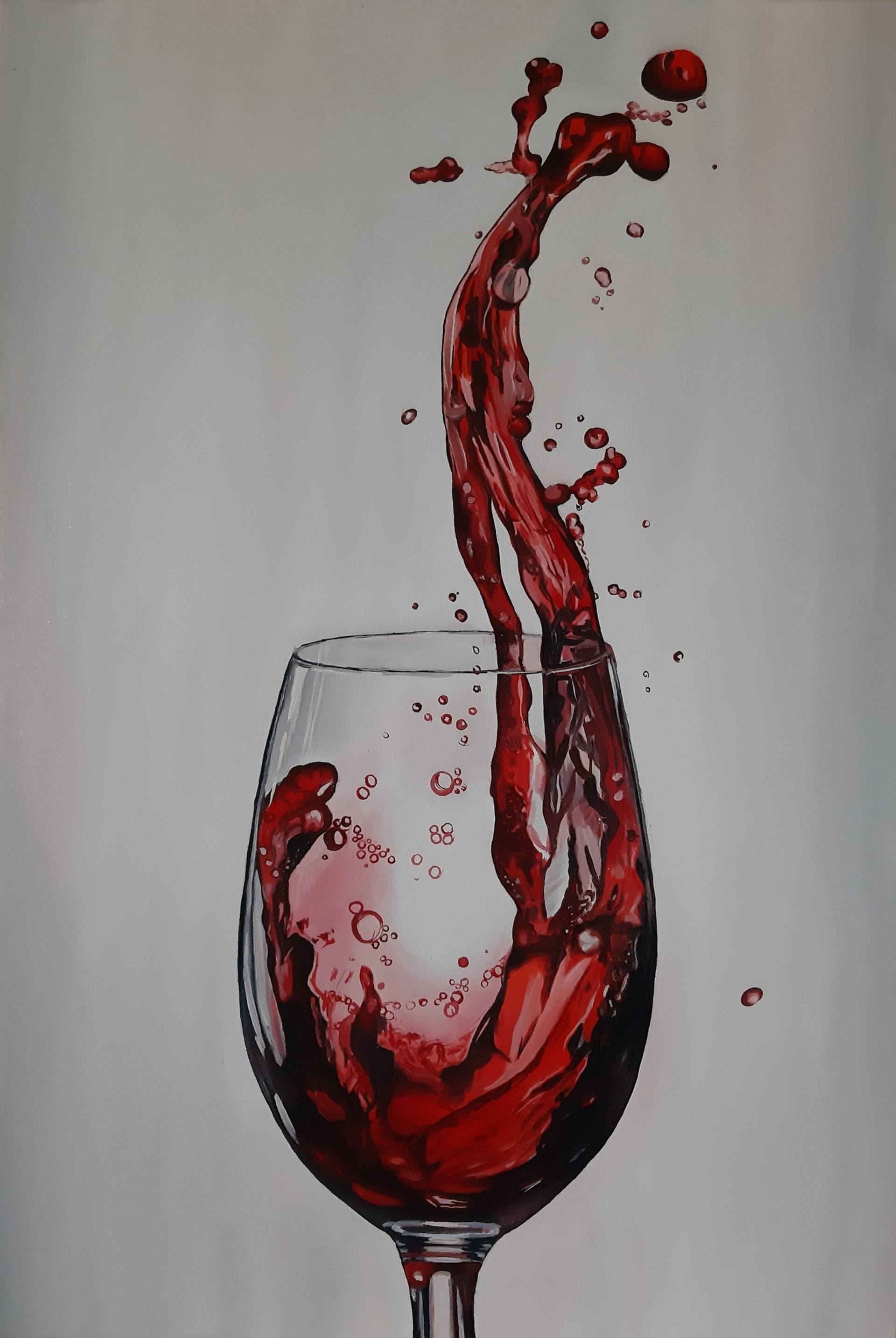 A glass of wine - original oil painting, realism, painting on