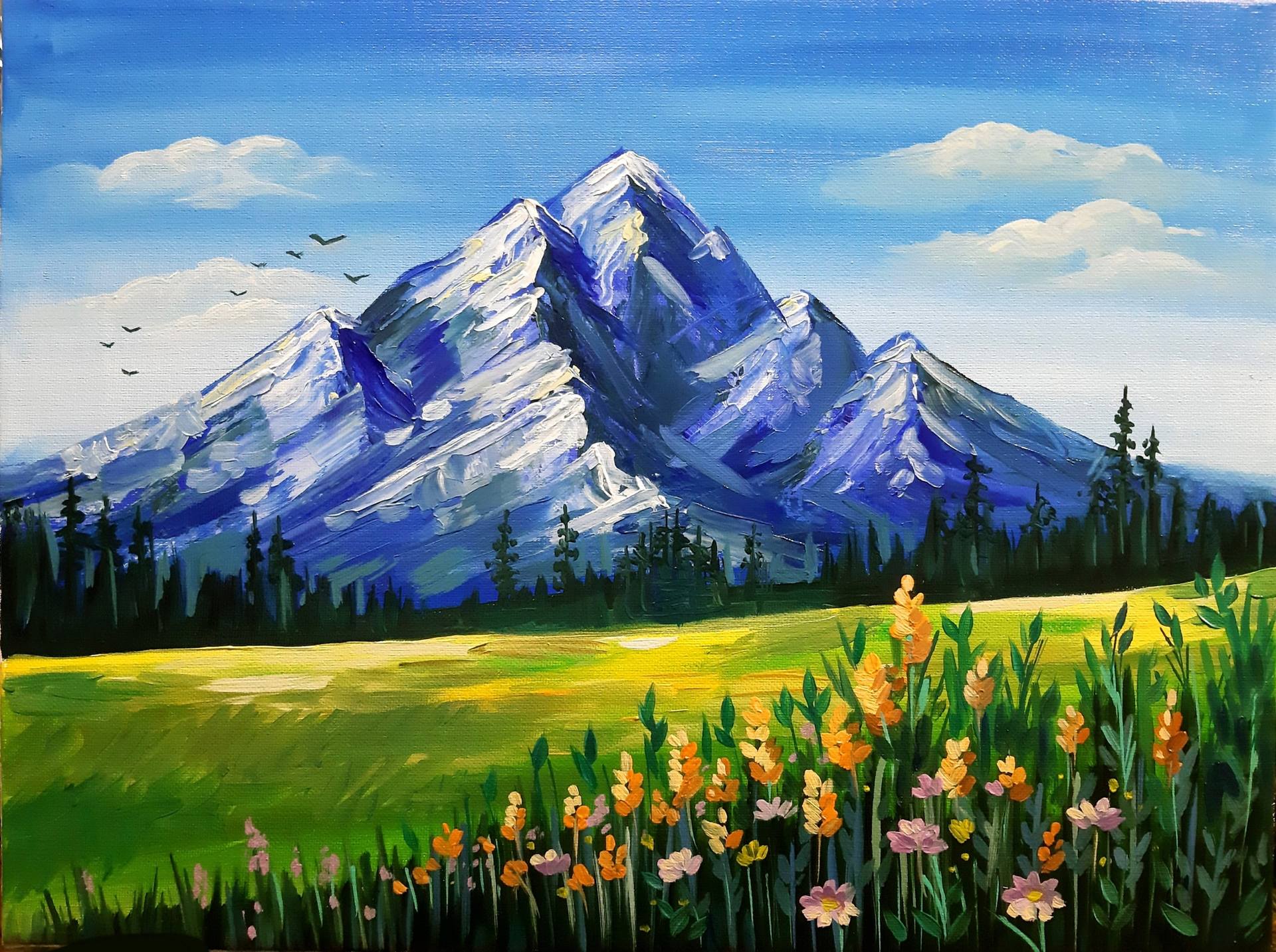 Mountains 2 - original oil painting, realism, landscape, oil