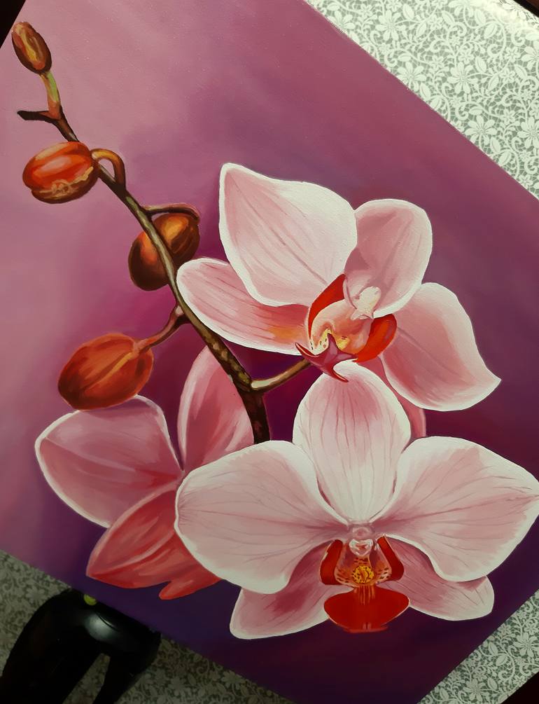 Original Art Deco Floral Painting by Lidiia Mishchenko