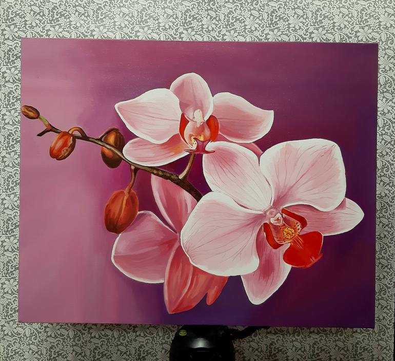 Original Art Deco Floral Painting by Lidiia Mishchenko