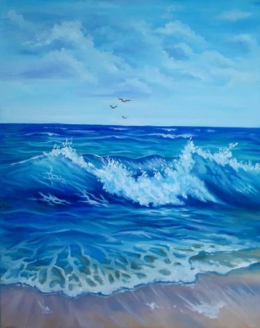 Sea - original oil painting, realism, landscape, oil painting, canvas, oil, nature, sea thumb