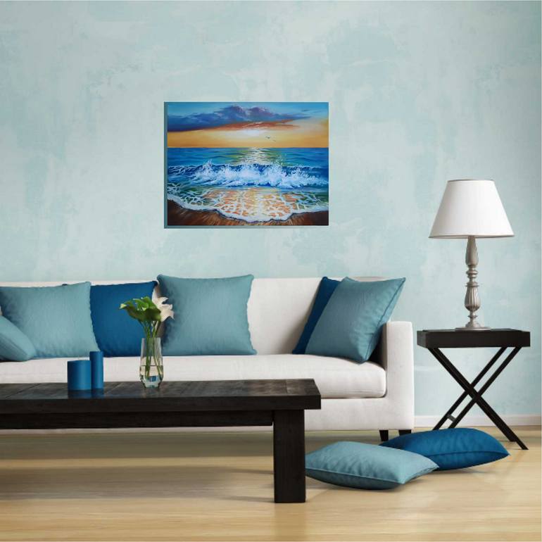 Original Art Deco Water Painting by Lidiia Mishchenko