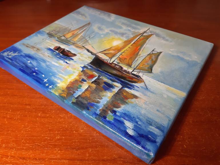 Original Art Deco Water Painting by Lidiia Mishchenko