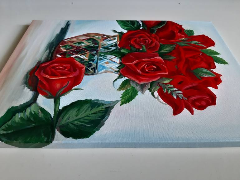 Original Art Deco Floral Painting by Lidiia Mishchenko